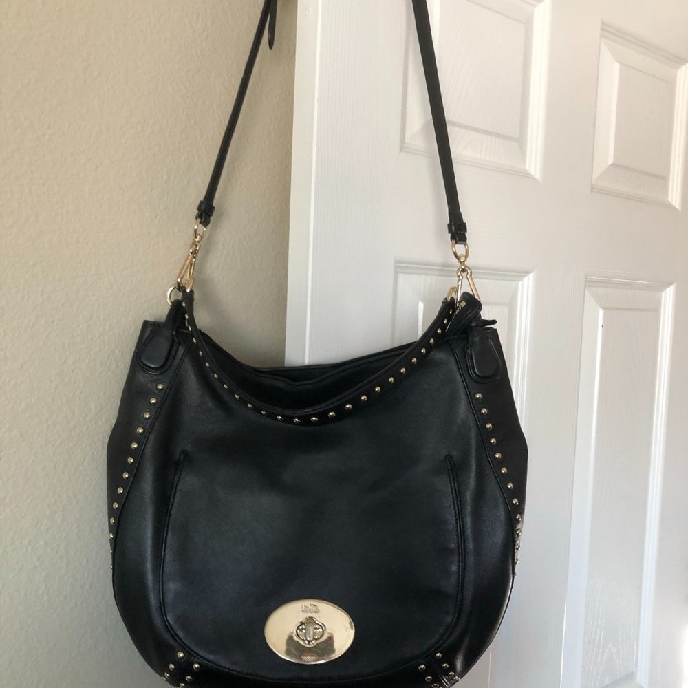 Coach Shoulder Bag with Rivets (Black)